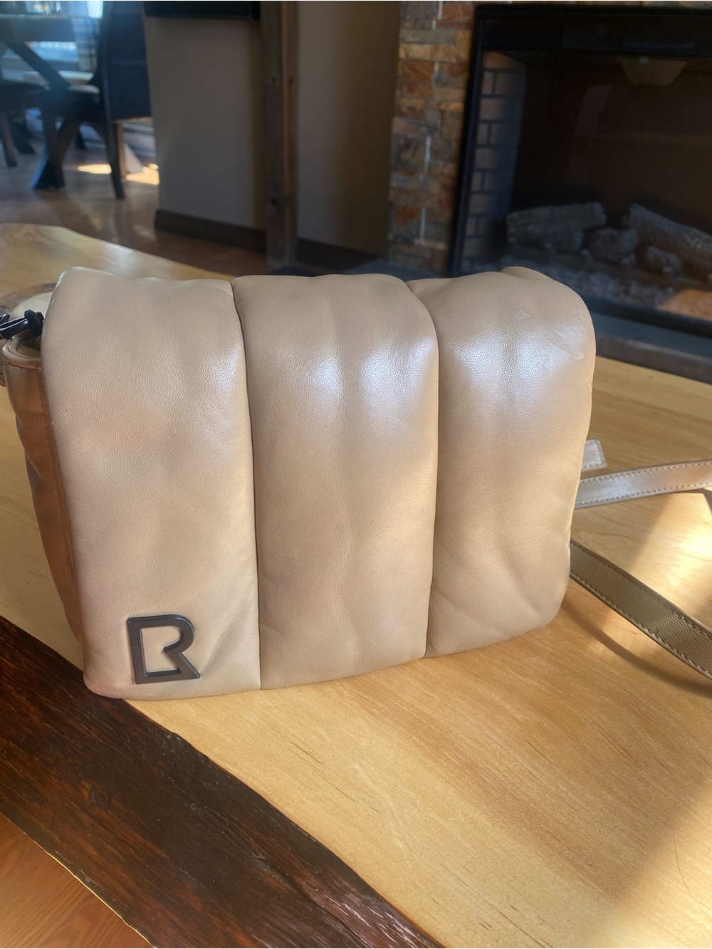 RUDSAK Beige Quilted Leather Crossbody Bag